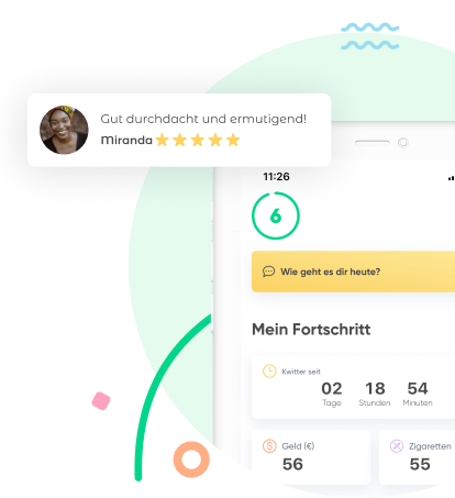 Dashboard der Anwendung zur Raucherentwöhnung, Kwit