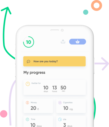 Images of the quit smoking application, Kwit
