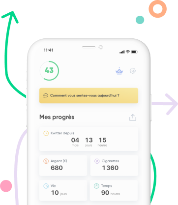 Images de l’application Kwit pour arrêter de fumer
